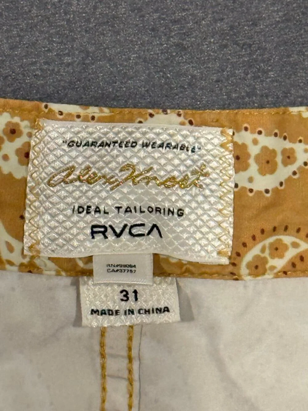 RVCA Alex Knost Paisley Board Shorts Men’s 31 Tan